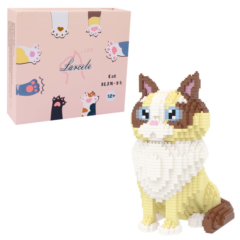 Larcele Cat Micro Building Blocks Animal Set DIY Mini 3D Building Toy Bricks Kit1160 Pieces KLJM05 Ragdoll - Image 3