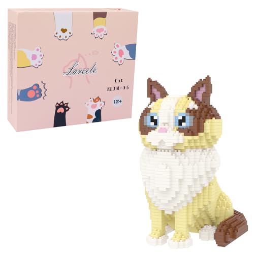 Larcele Cat Micro Building Blocks Animal Set DIY Mini 3D Building Toy Bricks Kit1160 Pieces KLJM05 Ragdoll - Image 1