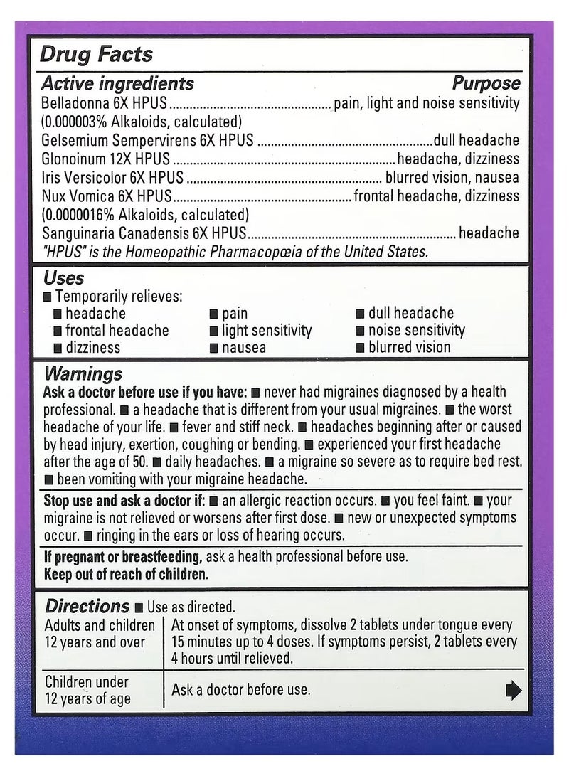 Hyland's Migraine Relief, 100 Quick-Dissolving Tablets  - Image 4