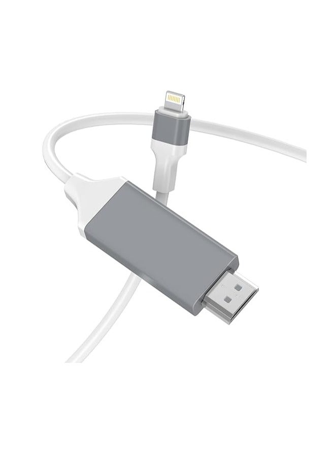 Belcompany Lightning to HDMI Adapter Cable Compatible with iPhone iPad, Lightning Digital AV Adapter 1080p HD TV Connector Cable for iPhone/iPad/iPod on TV/Projector/Monitor-6.6ft White - Image 1