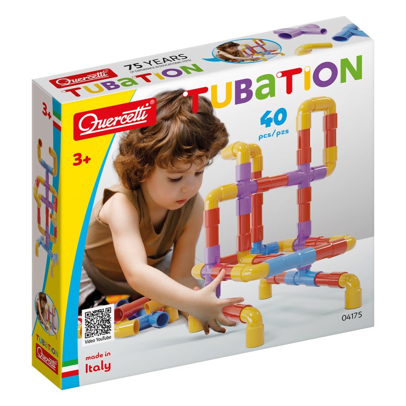 Quercetti Tubation 40 Piece Interlocking Pipeline Maze Building Set Open Ended Construction Toy for Ages 3 and Up Made in Italy - Image 4