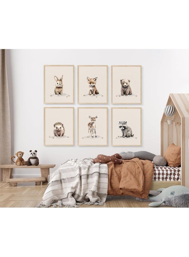 Youillne Woodland Nursery Wall Art Decor Safari Jungle Animal Prints Canvas Baby Boy Nursery Wall Art Pictures Forest Animal Poster Artwork for Boy Bedroom 12x16 Inch Unframed Set of 6 - Image 5