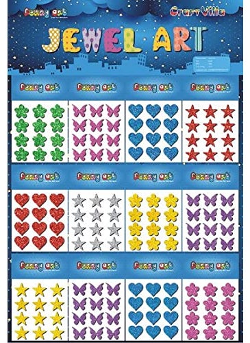 Funcart Funcart Craft Mixed Design Glitter Foam Adhesive Foam StickerStar Flower Heart and Butterfly  - Image 1