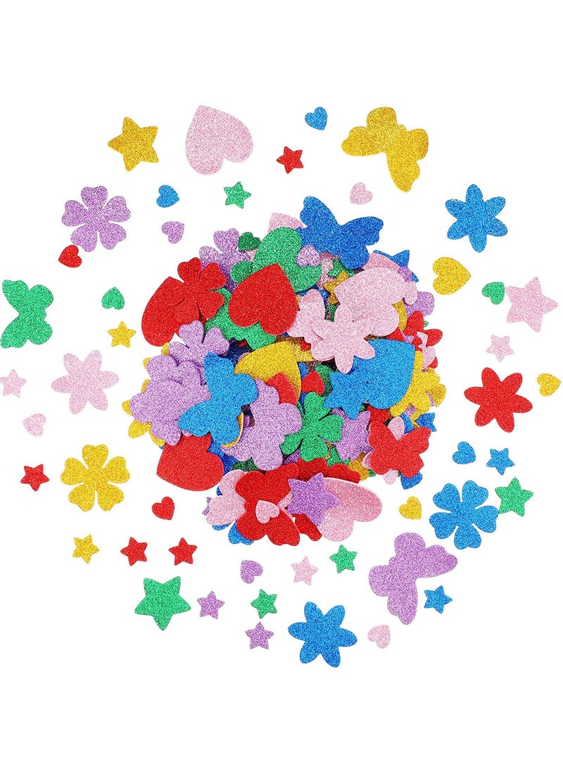 Funcart Funcart Craft Mixed Design Glitter Foam Adhesive Foam StickerStar Flower Heart and Butterfly  - Image 2