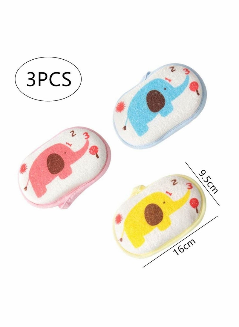 3 Pcs Soft Cotton Baby Bath Sponge Set - Gentle Foam Rub for Newborns & Toddlers, Ideal for Baby Shower - Image 2