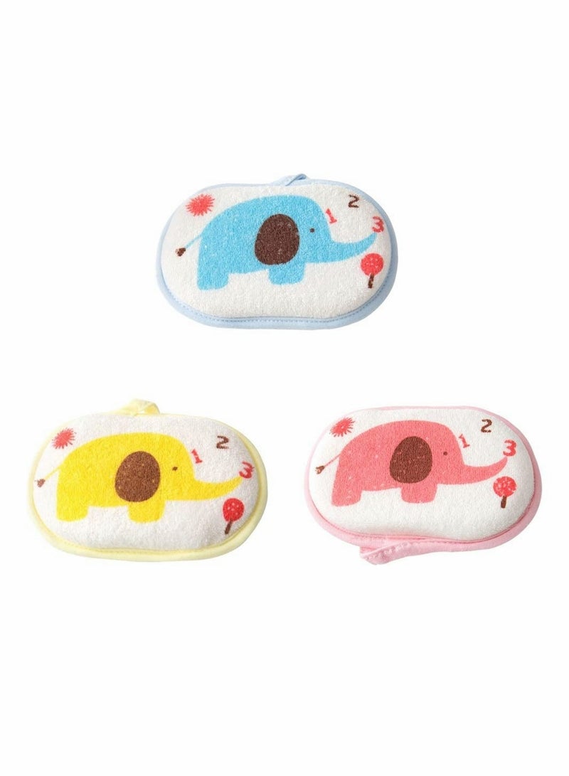 3 Pcs Soft Cotton Baby Bath Sponge Set - Gentle Foam Rub for Newborns & Toddlers, Ideal for Baby Shower - Image 1