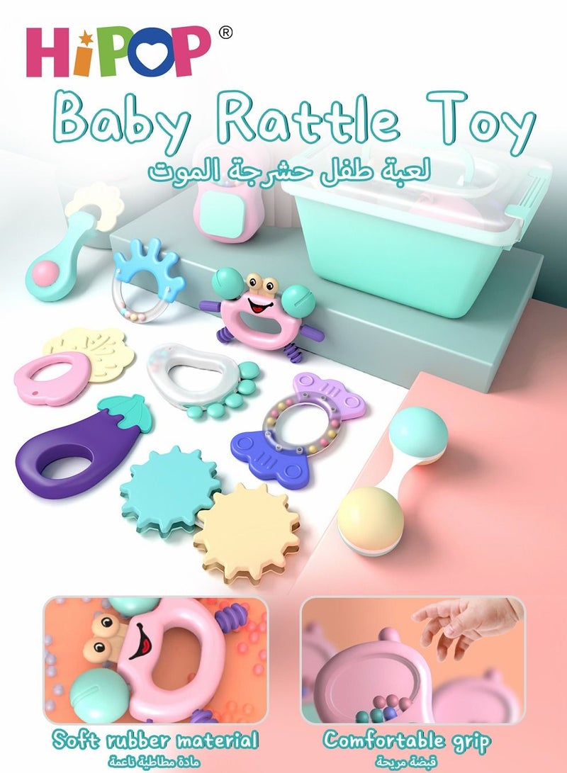 HIPOP 13 pcs Baby Rattle Toy With Individual Packaging,Infant Teething Toys,Grab and Spin Rattles Sensory Toy Set,Food Grade Silicone Material,Newborn Toys Gift Early Educational Toy Set - Image 5