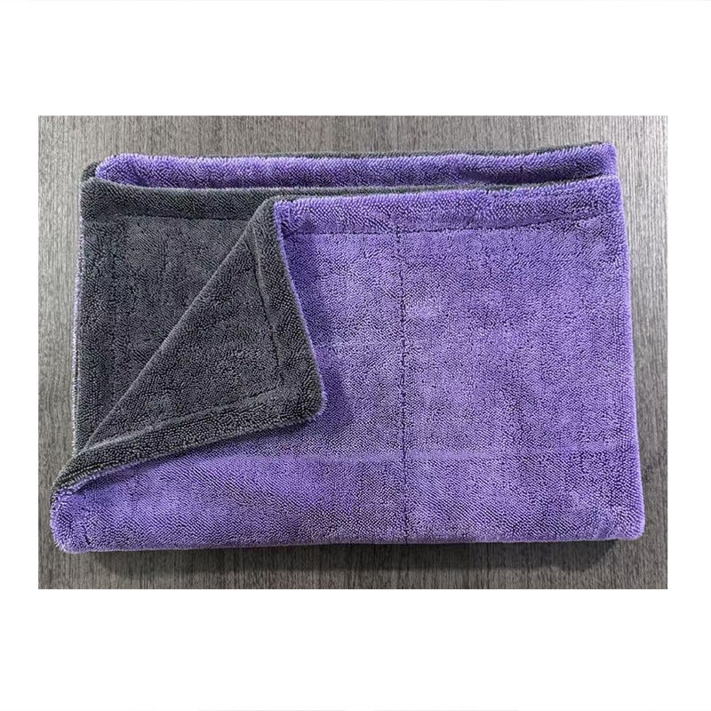 Double-Sided Twisted Cloth Car Wipes 1200G Car Wash Towel Absorbent Edged Pigtails Seamless Water Collection Towel - Image 1