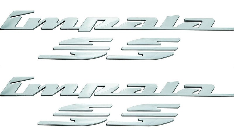 2Pcs 9496 Impala Ss Rear Quarter Panel Emblem 3D Letter Badge Sticker Decal Nameplate Replacement for SS Chrome