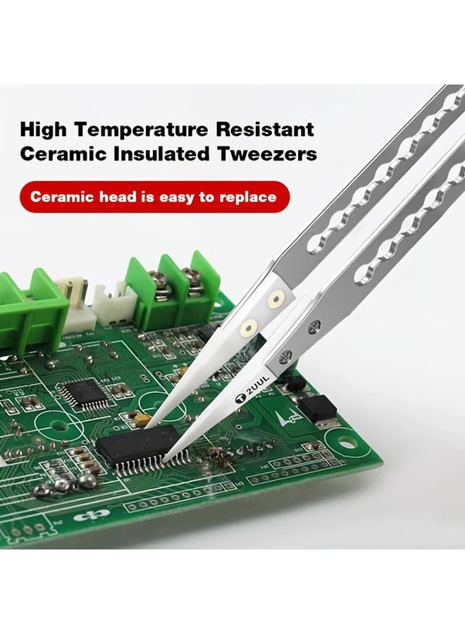 TW311 Ultra Hard Ceramic Anti Static Tweezers For Electronics Repair Soldering - Image 3