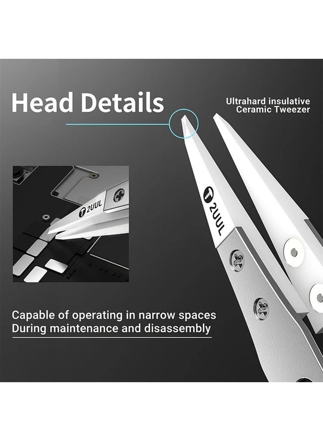 TW311 Ultra Hard Ceramic Anti Static Tweezers For Electronics Repair Soldering - Image 5
