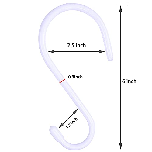 DINGEE 6 Inch Large White Heavy Duty S Hooks, 12 Pack, 7mm Thick Vinyl Coated, Non Slip Sturdy Metal S Hooks for Hanging Plants, Close, Bird Feeders, Large Objects, Tools, Bikes - Image 2