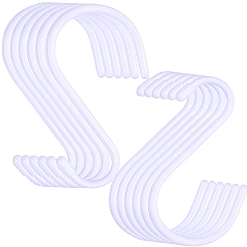 DINGEE 6 Inch Large White Heavy Duty S Hooks, 12 Pack, 7mm Thick Vinyl Coated, Non Slip Sturdy Metal S Hooks for Hanging Plants, Close, Bird Feeders, Large Objects, Tools, Bikes - Image 1