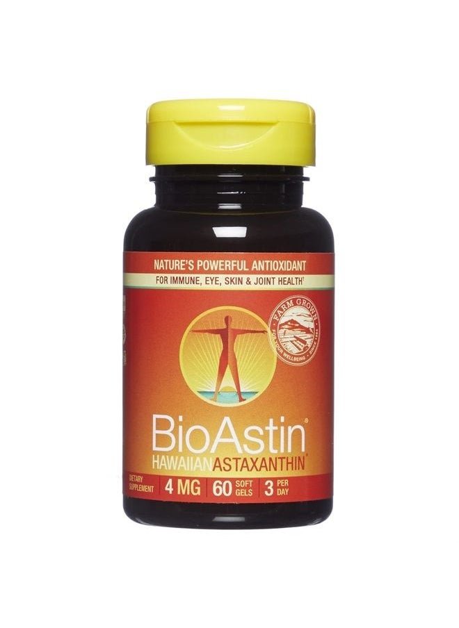 Nutrex Hawaii - Nutrex Hawaii, BioAstin Hawaiian Astaxanthin - 4mg, Hawaiian Grown Premium Antioxidant - Supports Recovery from Exercise + Joint, Skin, Eye Health Naturally, 60 Count - Image 1