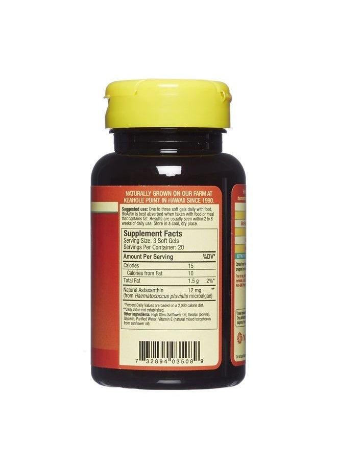 Nutrex Hawaii - Nutrex Hawaii, BioAstin Hawaiian Astaxanthin - 4mg, Hawaiian Grown Premium Antioxidant - Supports Recovery from Exercise + Joint, Skin, Eye Health Naturally, 60 Count - Image 1