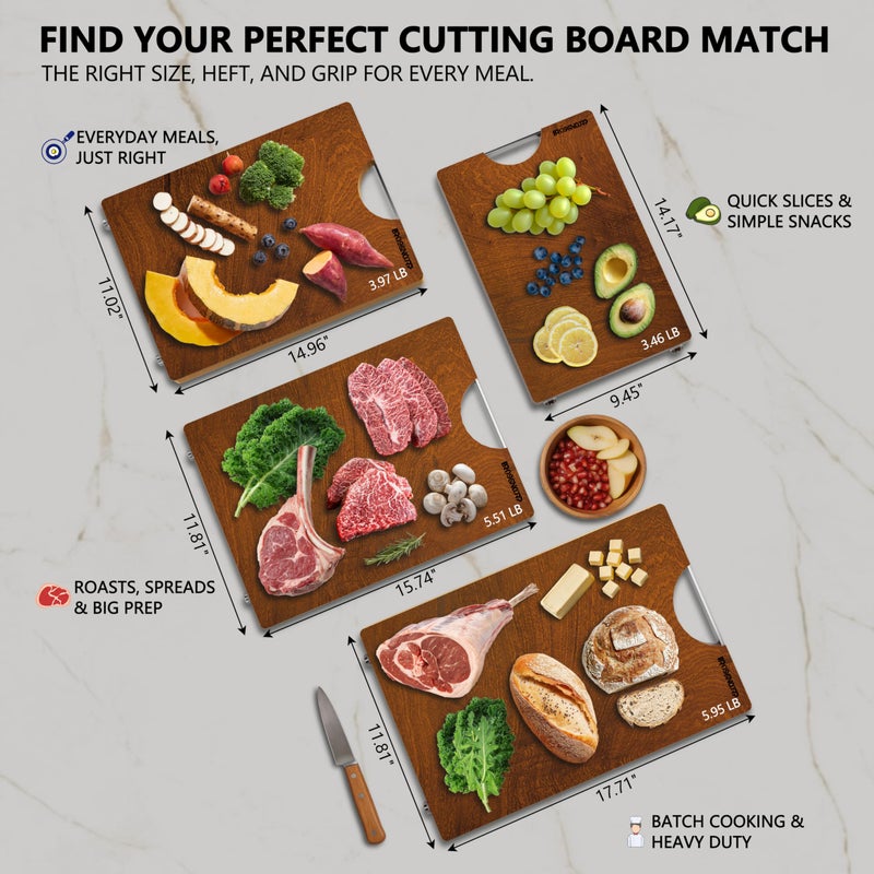 Brosisincorp Real Solid Sapele Cutting Board One Piece No Glue Non Toxic All Whole Single Wood Butcher Block Thick Hard Wood Heavy Duty Edge Grain (Large, 15.74"L*11.81"W*1.18"Th) - Image 4