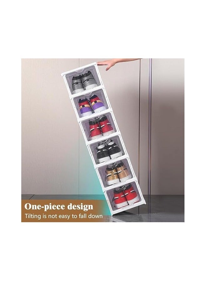 صندوق تخزين أحذية من 6 طبقات مع باب شفاف منظم أحذية بلاستيكي قابل للطي للخزانة، بدون تجميع، رف أحذية، خزانة مع أغطية، حاوية أحذية رياضية للنساء والرجال - Image 3