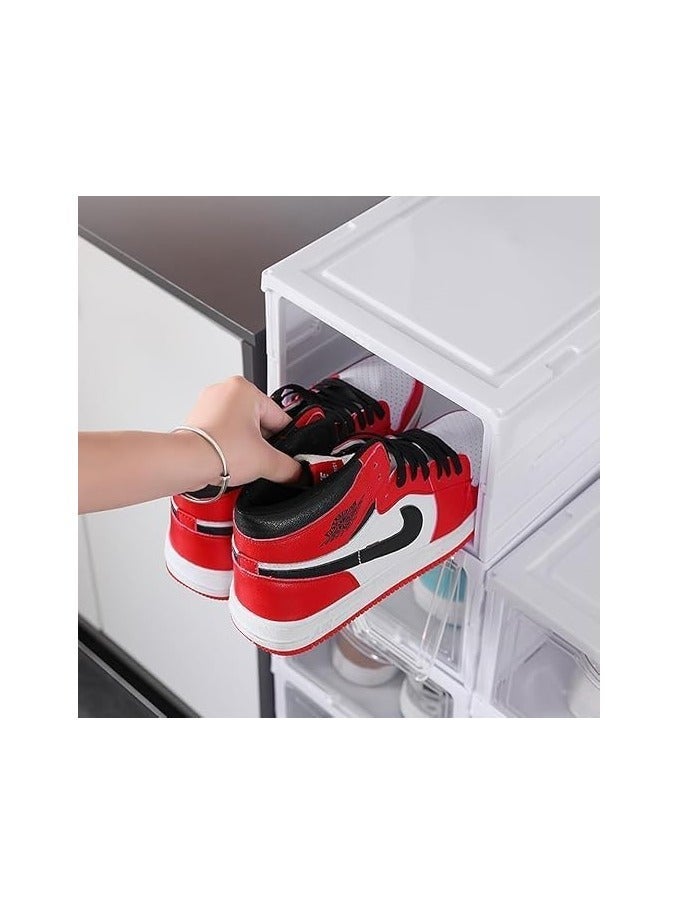 صندوق تخزين أحذية من 6 طبقات مع باب شفاف منظم أحذية بلاستيكي قابل للطي للخزانة، بدون تجميع، رف أحذية، خزانة مع أغطية، حاوية أحذية رياضية للنساء والرجال - Image 2