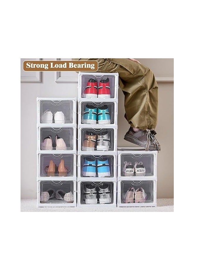 صندوق تخزين أحذية من 6 طبقات مع باب شفاف منظم أحذية بلاستيكي قابل للطي للخزانة، بدون تجميع، رف أحذية، خزانة مع أغطية، حاوية أحذية رياضية للنساء والرجال - Image 4
