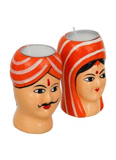 Webelkart Webelkart Premium Handmade Kaka Kaki | Seth Sethani | Raja Rani Rajasthani Couple Tealight Candle Holder for Home | Kaka kaki face Tealight Holder for Diwali Decoration, Paper  - Image 3