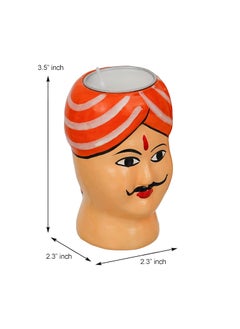 Webelkart Webelkart Premium Handmade Kaka Kaki | Seth Sethani | Raja Rani Rajasthani Couple Tealight Candle Holder for Home | Kaka kaki face Tealight Holder for Diwali Decoration, Paper  - Image 4