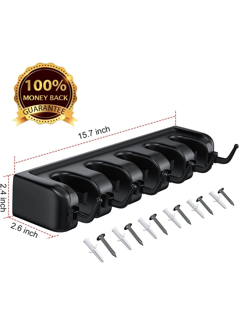 YelaJoy Mop and Broom Holder Wall Mount Garden Tool Storage Tool Rack Storage & Organization for the Home Plastic Hanger for Closet Garage Organizer ，5-position-Black  - Image 2