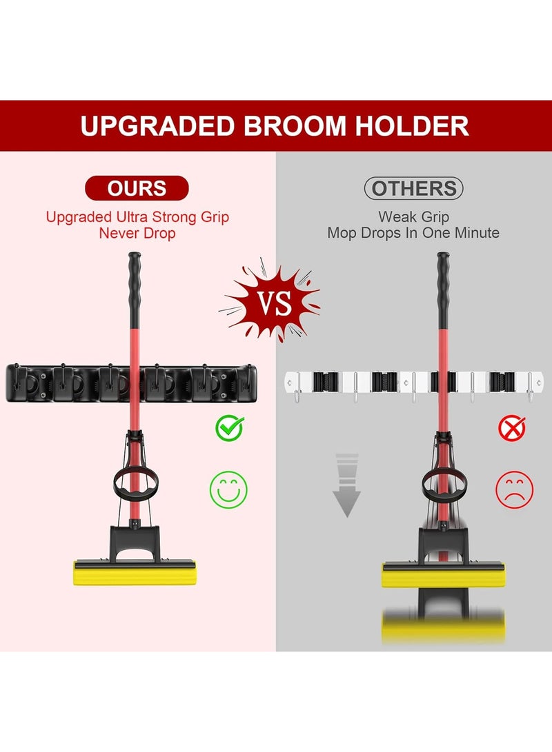 YelaJoy Mop and Broom Holder Wall Mount Garden Tool Storage Tool Rack Storage & Organization for the Home Plastic Hanger for Closet Garage Organizer ，5-position-Black  - Image 3