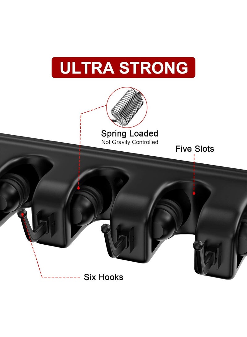 YelaJoy Mop and Broom Holder Wall Mount Garden Tool Storage Tool Rack Storage & Organization for the Home Plastic Hanger for Closet Garage Organizer ，5-position-Black  - Image 5