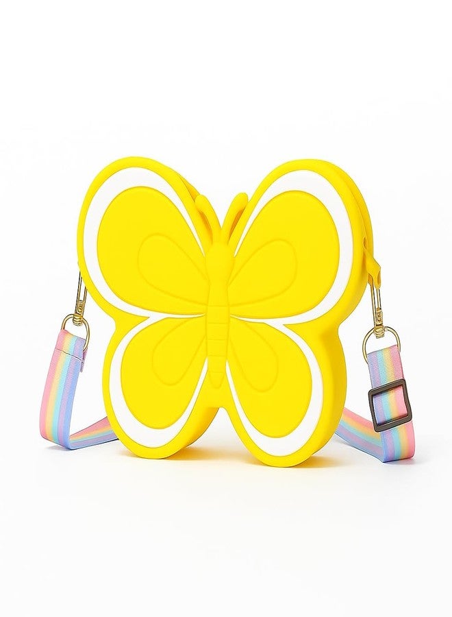 FOMQUAZLI Portable Cute Phone Sling Bag Small Casual Utility Bag Yellow Popillon Cartoon Crossbody Purse Mini Accessories Pouch Picnic Bags Kids for School, College and Office - Image 1