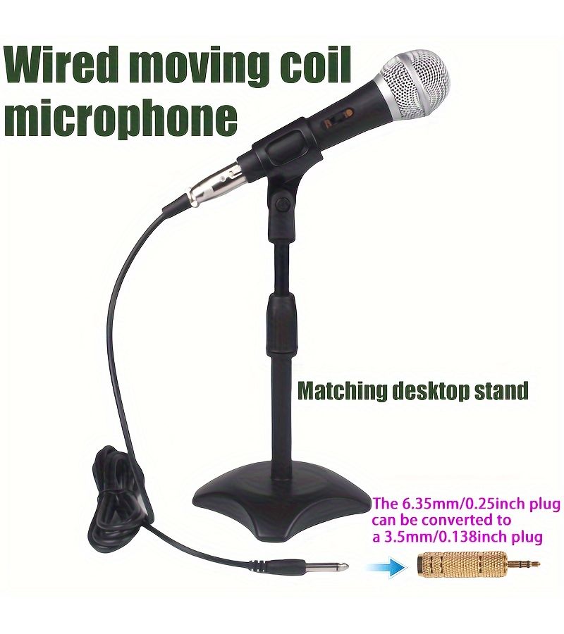 Wired Dynamic Microphone Desktop Stand Set With Anti Spray Cotton For Home KTV - Image 3