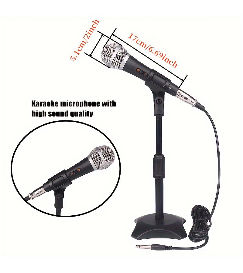 Wired Dynamic Microphone Desktop Stand Set With Anti Spray Cotton For Home KTV - Image 2
