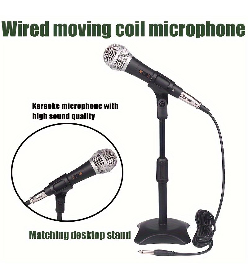 Wired Dynamic Microphone Desktop Stand Set With Anti Spray Cotton For Home KTV - Image 1