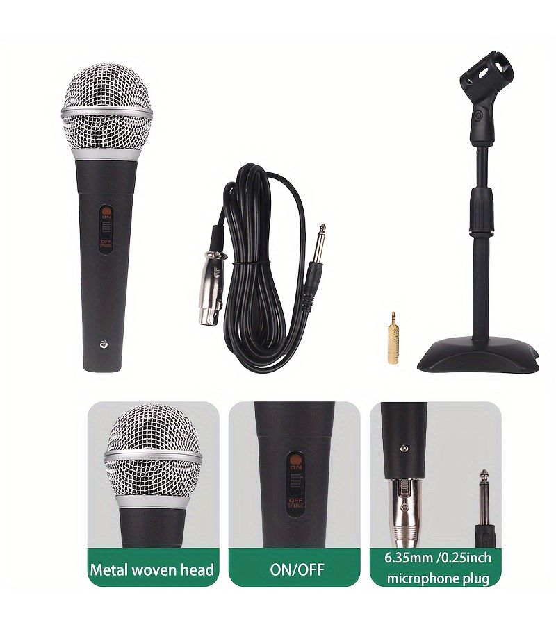 Wired Dynamic Microphone Desktop Stand Set With Anti Spray Cotton For Home KTV - Image 4