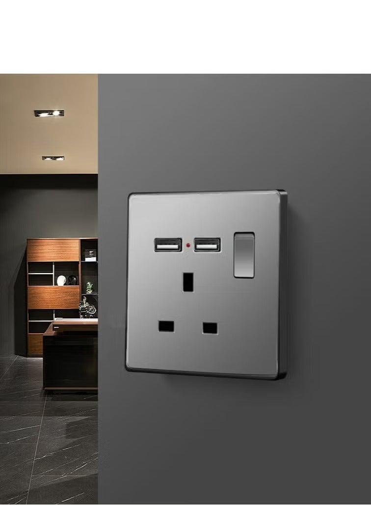 British Standard Socket Switch Multi Power Socket Grey Pc Panel 90mm X 90mm - Image 2