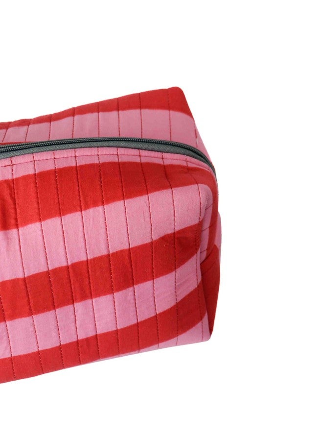 Ekatra Puffy Makeup Bag for Women | Soft Fabric Printed Cosmetic Pouch & Travel Toiletry Bag | Large Capacity Organizer for Skincare, Brushes & Travel Essentials | 25 cm – Bubble Gum - Image 3