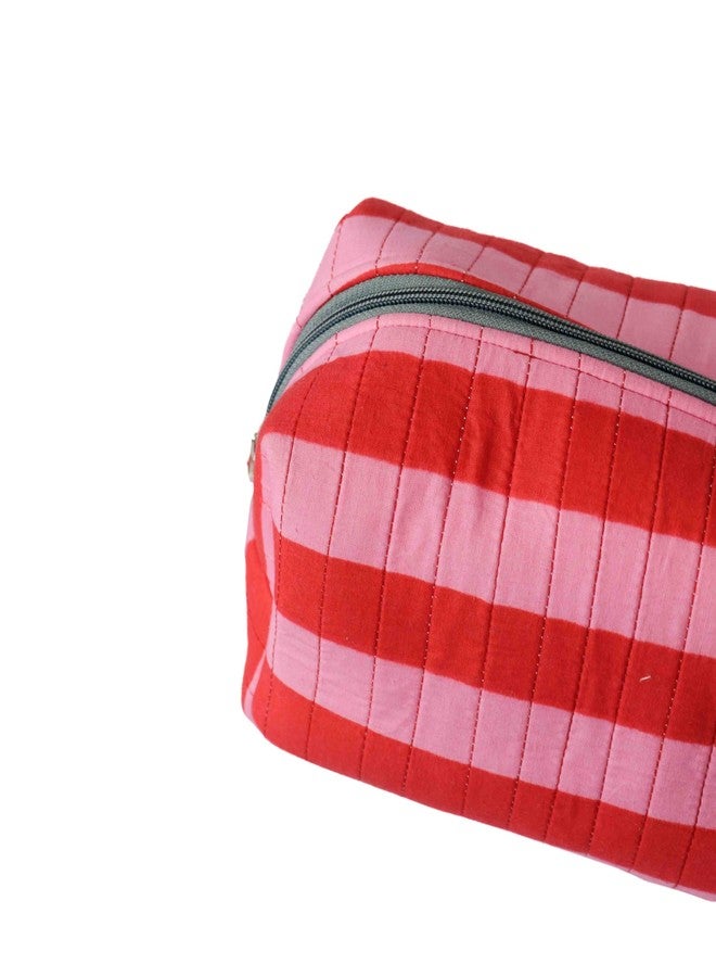 Ekatra Puffy Makeup Bag for Women | Soft Fabric Printed Cosmetic Pouch & Travel Toiletry Bag | Large Capacity Organizer for Skincare, Brushes & Travel Essentials | 25 cm – Bubble Gum - Image 4