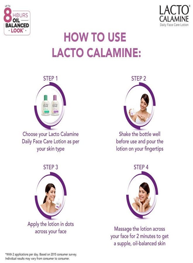 Lacto Calamine Face Lotion for Oil Balance - Combination to Normal Skin - 120 ml And Lacto Calamine Face Lotion for Oil Balance - Oily Skin - 120 ml - Image 2