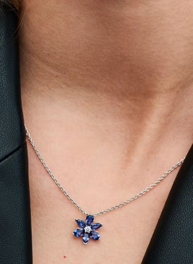 بان هوم  أزرق زركون الماس زهرة قلادة الترقوة سلسلة - Image 3