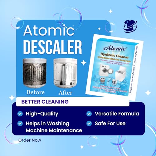 Atomic Washing Machine Cleaner - Tub & Drum Descaling Powder For Top & Front Load - Pack OF 3 (150gm Each) - Image 4