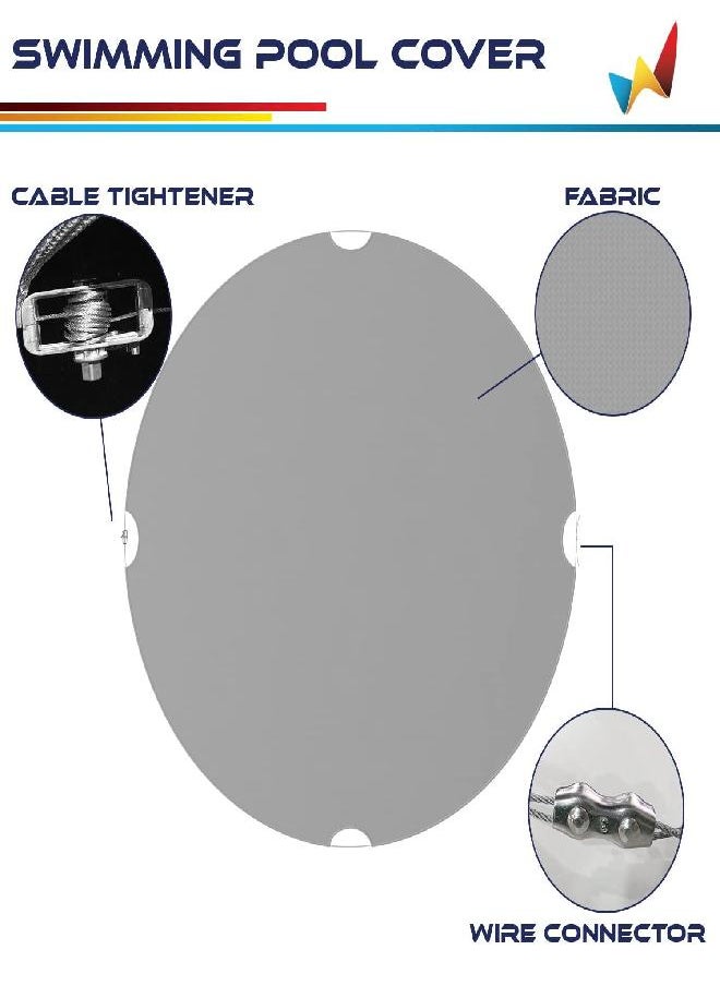 Windscreen4less Windscreen4less 8' Feet Round Winter Pool Cover for Above Ground Pool Cover with Wire Cable Along Edges Winch Heavy Duty Polyester 3Ft Overlap Light Grey 