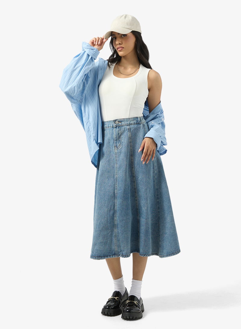 Ginger Denim A Line Maxi Skirt - Image 2