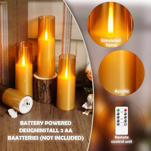 kakoya Flameless LED Candles Upgraded Realistic Flickering Flame7Pcs Battery Operated Candles with Remote TimersLED Pillar Candles for Home DecorChristmasand PartiesGold - Image 3