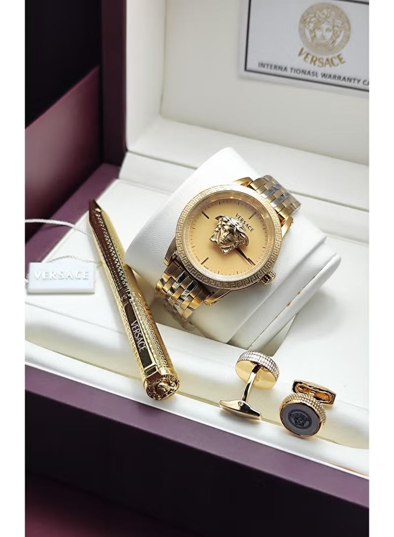 Versace men's set, watch, pen, first-class stainless steel, brand card, luxurious box