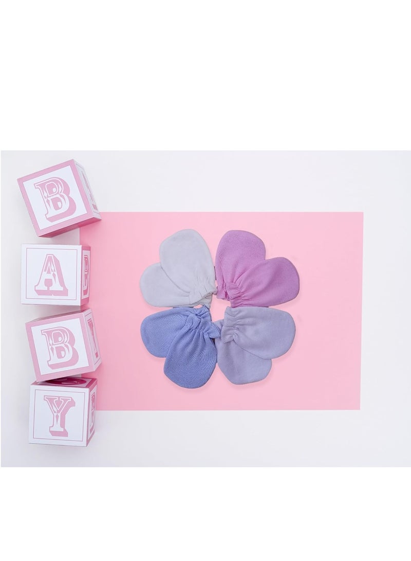 Set of 4 Pairs of Anti-Scratch Gloves for Kids, Soft Cotton, Blue-White-Pink-Sky Blue, Suitable for Boys and Girls  - Image 4