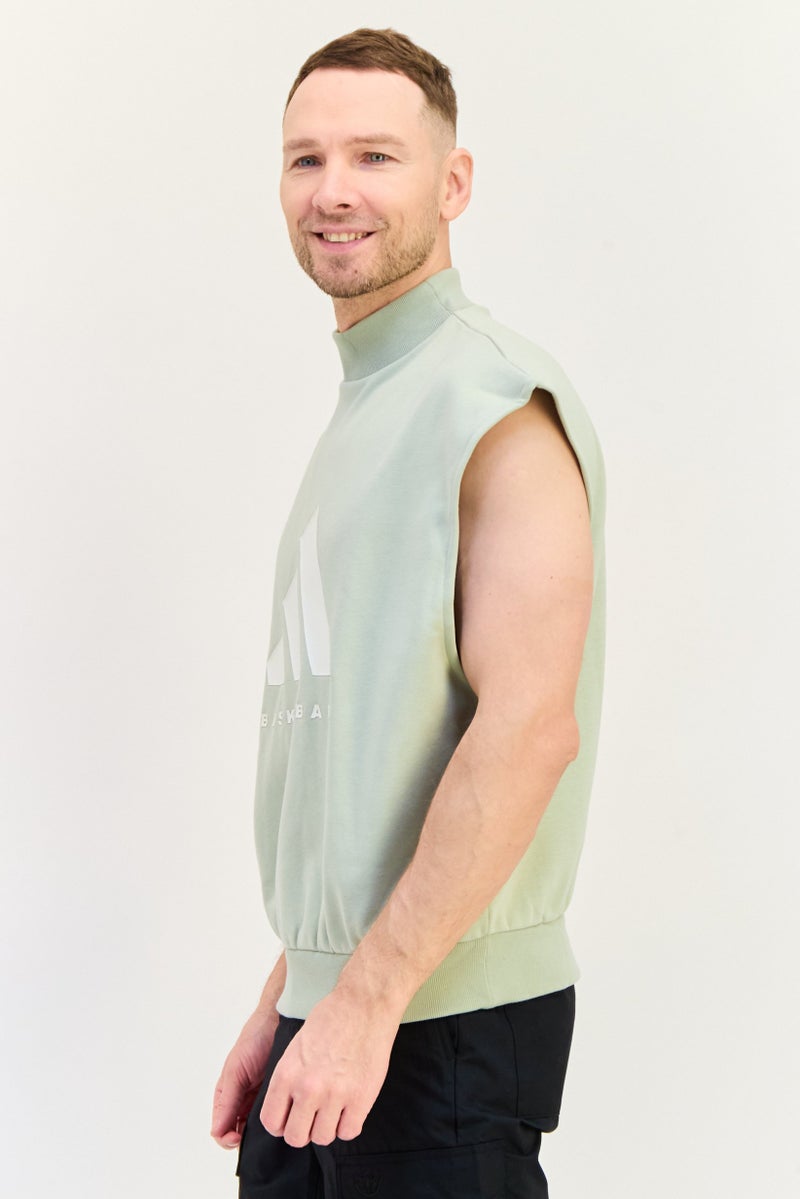 Adidas Men Sportswear Fit Sleeveless Basketball Sweatshirt, Light Green  - Image 3