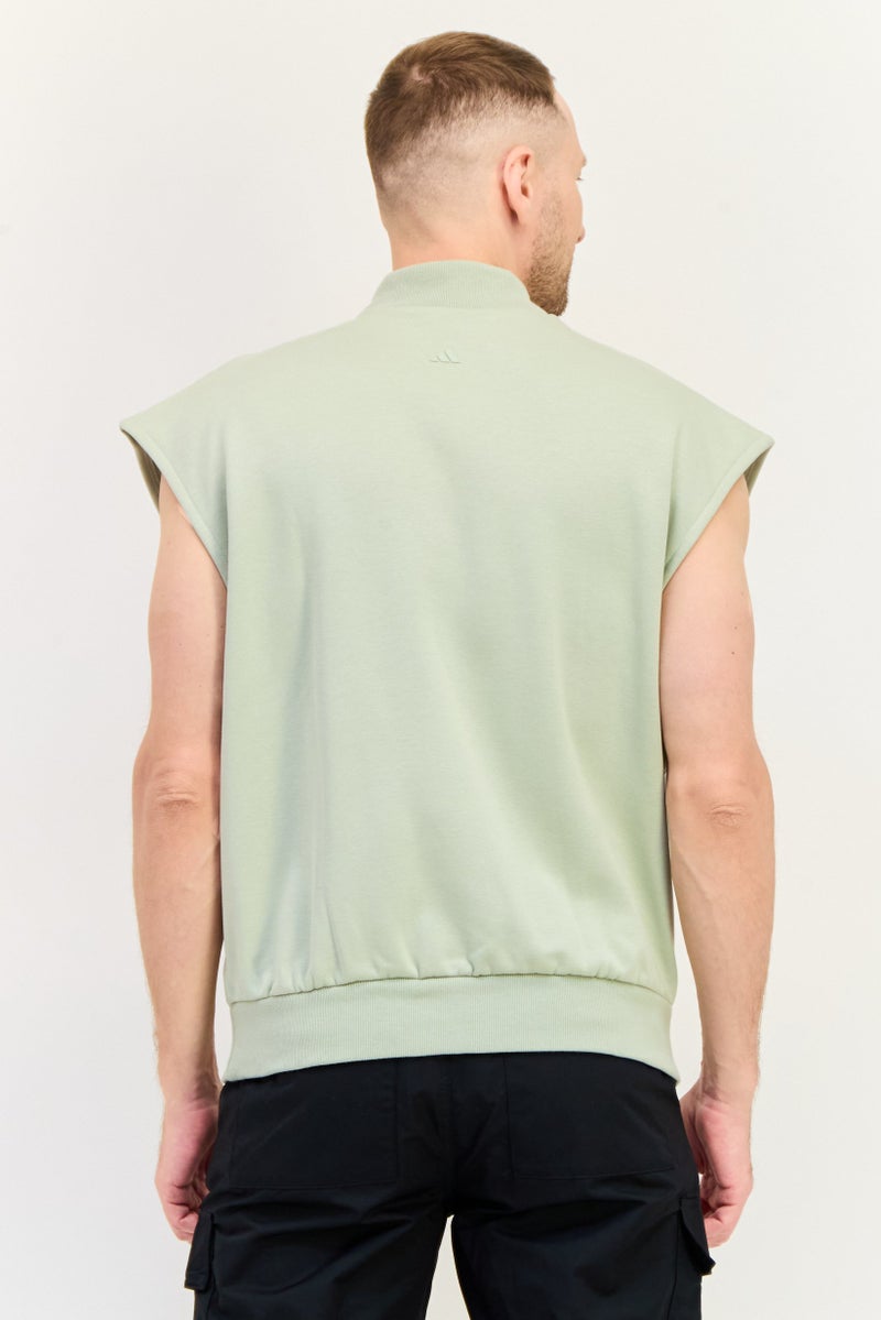 Adidas Men Sportswear Fit Sleeveless Basketball Sweatshirt, Light Green  - Image 4