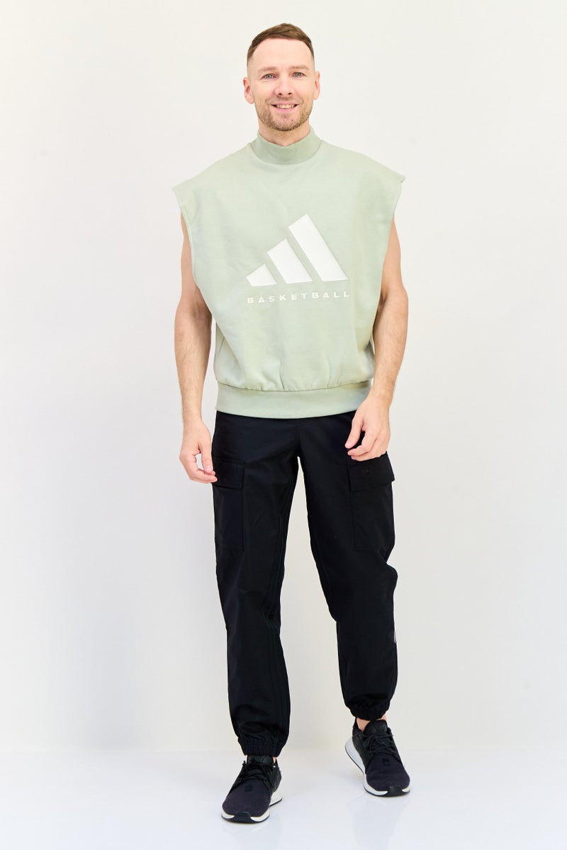 Adidas Men Sportswear Fit Sleeveless Basketball Sweatshirt, Light Green  - Image 2
