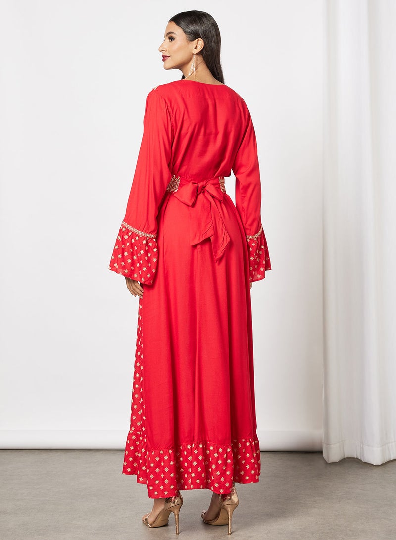 HANA & SARA Embroidered Jalabiya Dress  With Sheila  - Image 2