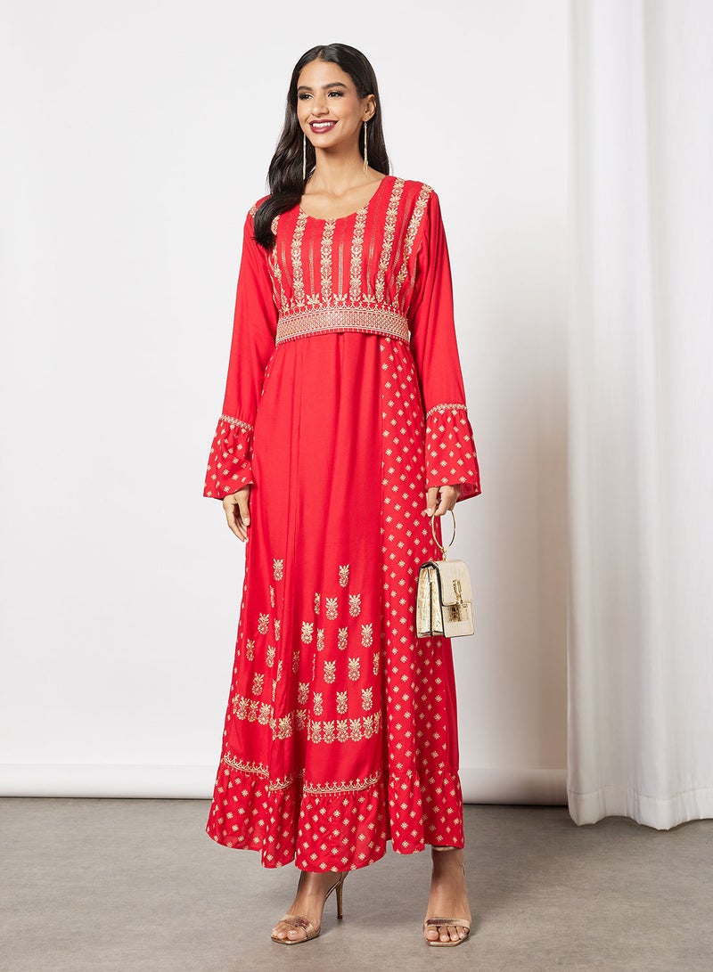 HANA & SARA Embroidered Jalabiya Dress  With Sheila  - Image 3