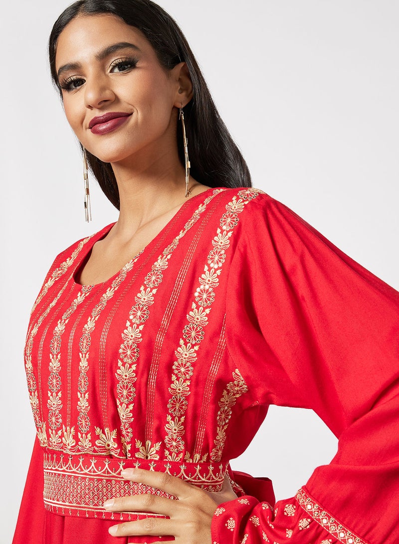 HANA & SARA Embroidered Jalabiya Dress  With Sheila  - Image 4